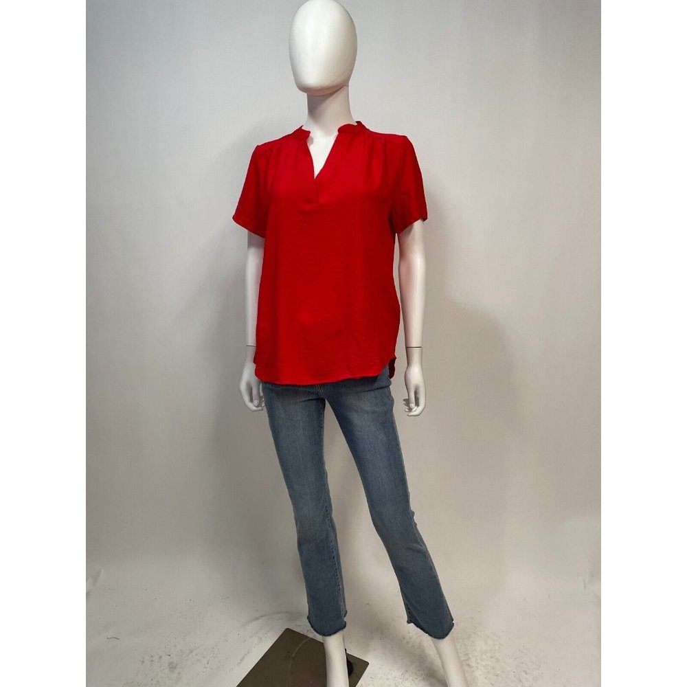 Entro Red Short Sleeve Tunic Top